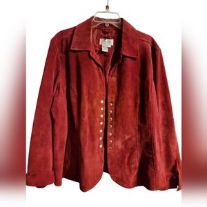LIVE A LITTLE Women's Vintage Red Leather Jacket | Size 1X